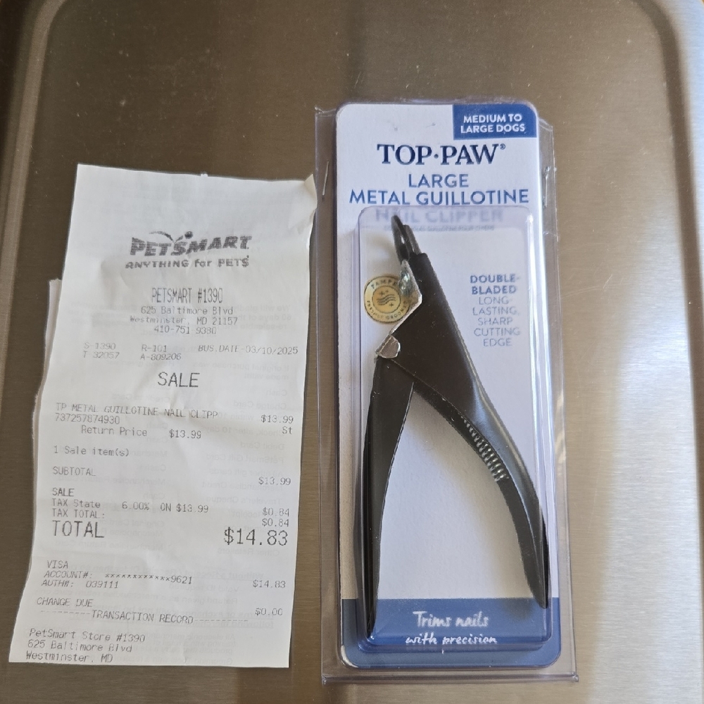 Top Paw Large Metal Guillotine Style Nail Clipper - Black